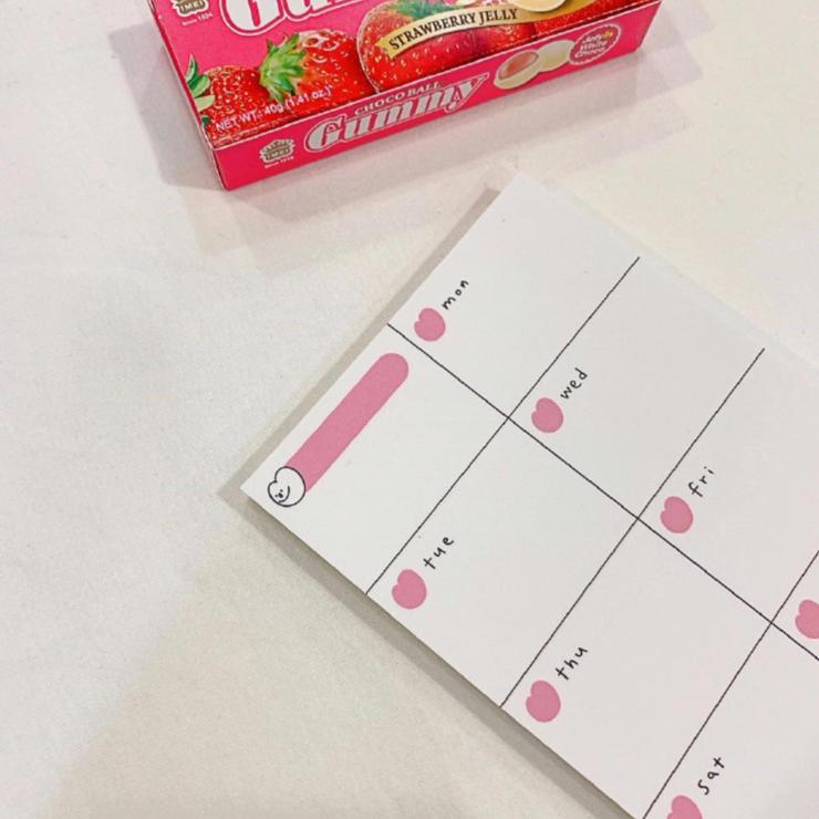 【Sasim Goods】Weekly memo pad (strawberry)
