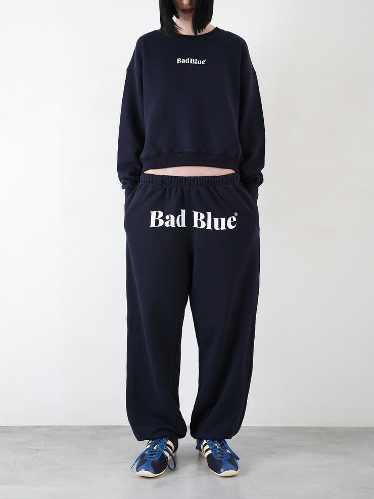 【BADBLUE】Logo Crop Sweatshirt Navy